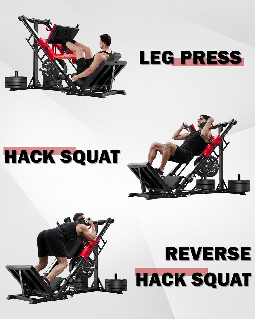MITONOS Leg Press Hack Squat Machine Combo, 3 in 1 Adjustable Leg Press Machine for Home Gym, Smooth Leg Exercise Machine, Hack Squat Machine for Full Lower Body Workout with Weight Storage Posts L2