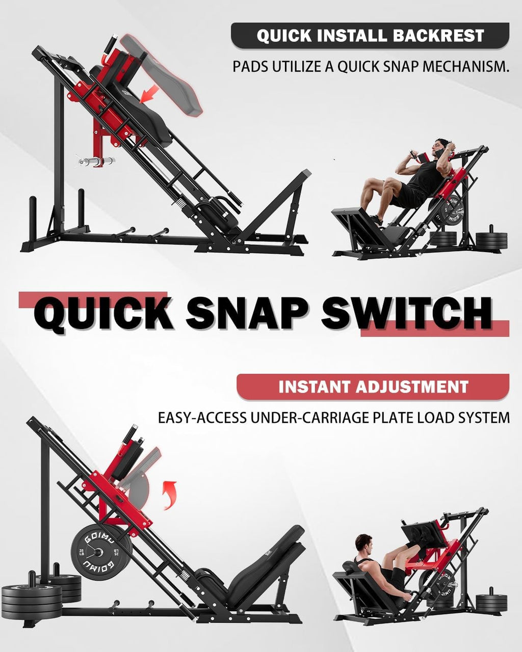 MITONOS Leg Press Hack Squat Machine Combo, 3 in 1 Adjustable Leg Press Machine for Home Gym, Smooth Leg Exercise Machine, Hack Squat Machine for Full Lower Body Workout with Weight Storage Posts L2