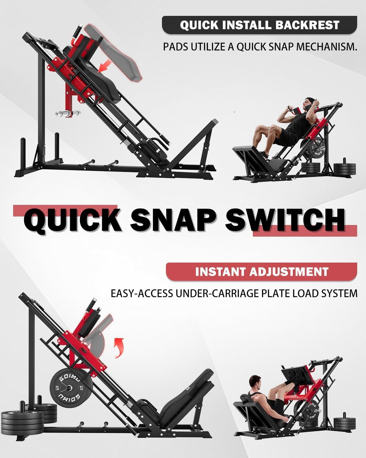 MITONOS Leg Press Hack Squat Machine Combo, 3 in 1 Adjustable Leg Press Machine for Home Gym, Smooth Leg Exercise Machine, Hack Squat Machine for Full Lower Body Workout with Weight Storage Posts L2
