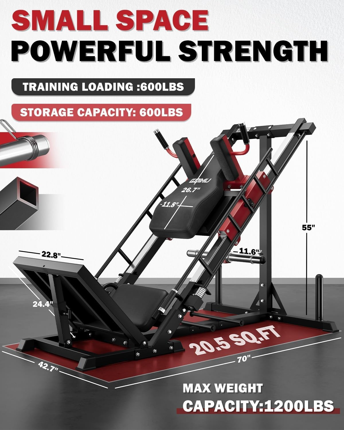 MITONOS Leg Press Hack Squat Machine Combo, 3 in 1 Adjustable Leg Press Machine for Home Gym, Smooth Leg Exercise Machine, Hack Squat Machine for Full Lower Body Workout with Weight Storage Posts L2