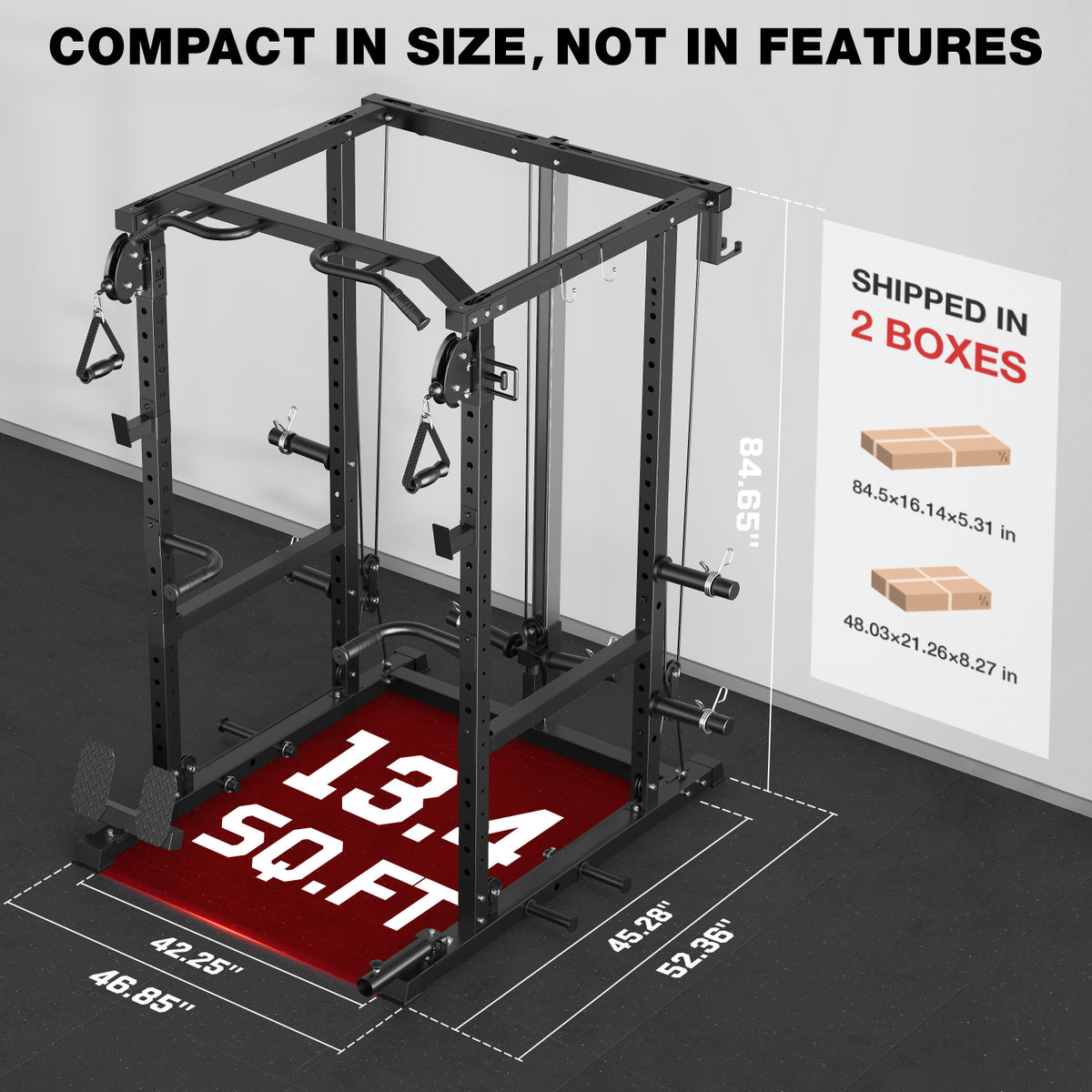 MITONOS Power Cage, 2000LB Squat Rack with Cable Crossover System, Multi-Function Weight Cage, Home Gym Workout Machine with More Training Attachments, BK