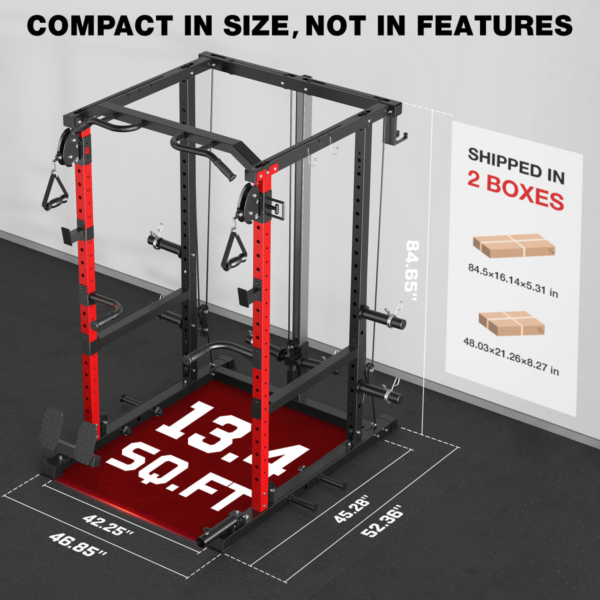 MITONOS Power Cage,2000LB Squat Rack with Cable Crossover System,Multi-Function Weight Cage,Home Gym Workout Machine with More Training Attachments,RD