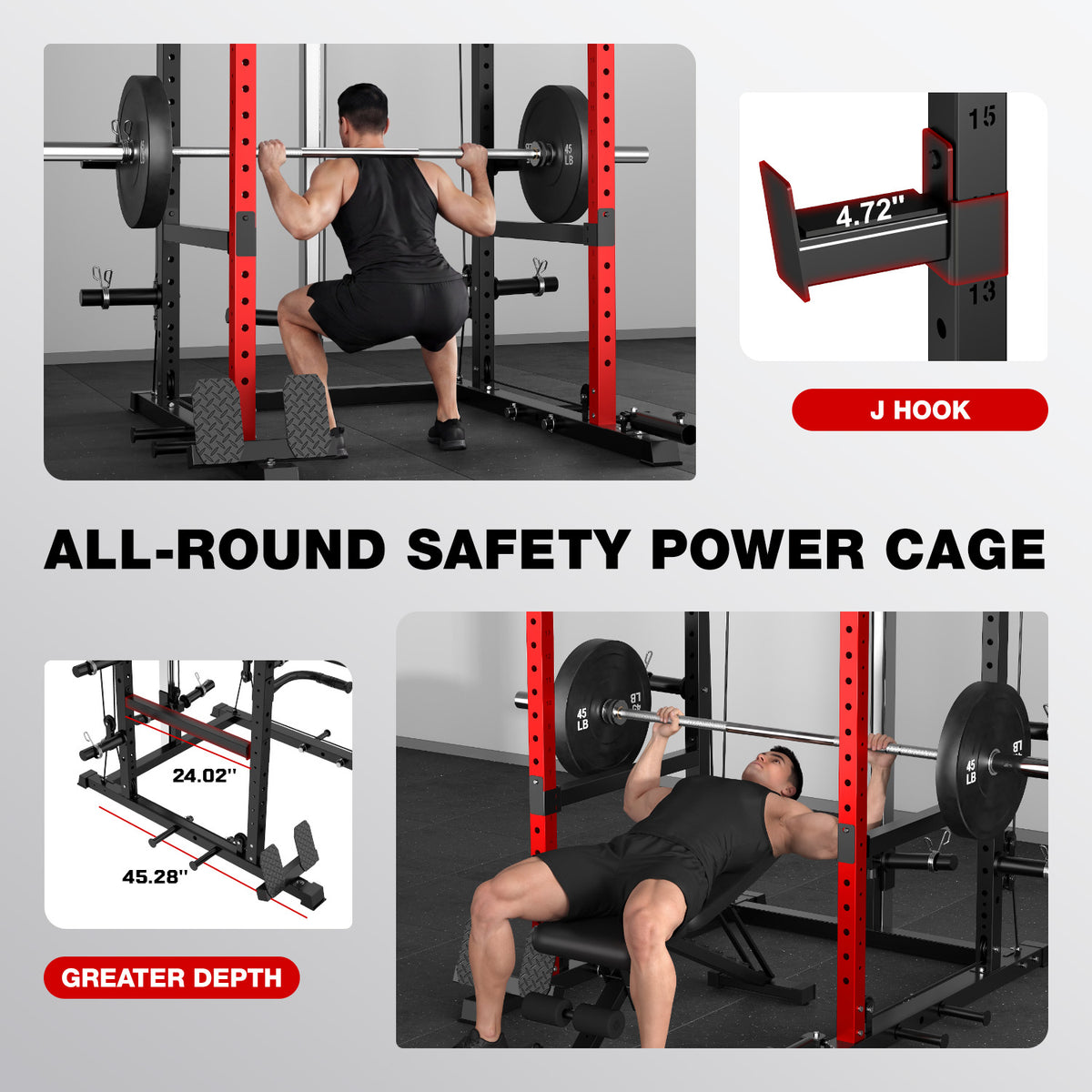 MITONOS Power Cage, 2000LB Squat Rack with Cable Crossover System, Home Gym Workout Machine with More Training Attachments