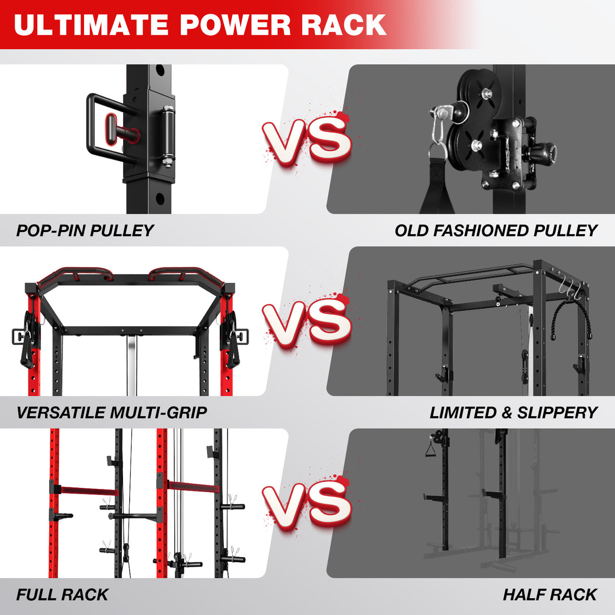 MITONOS Power Cage, 2000LB Squat Rack with Cable Crossover System, Home Gym Workout Machine with More Training Attachments