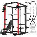 MITONOS Power Cage, 2000LB Squat Rack with Cable Crossover System, Home Gym Workout Machine with More Training Attachments