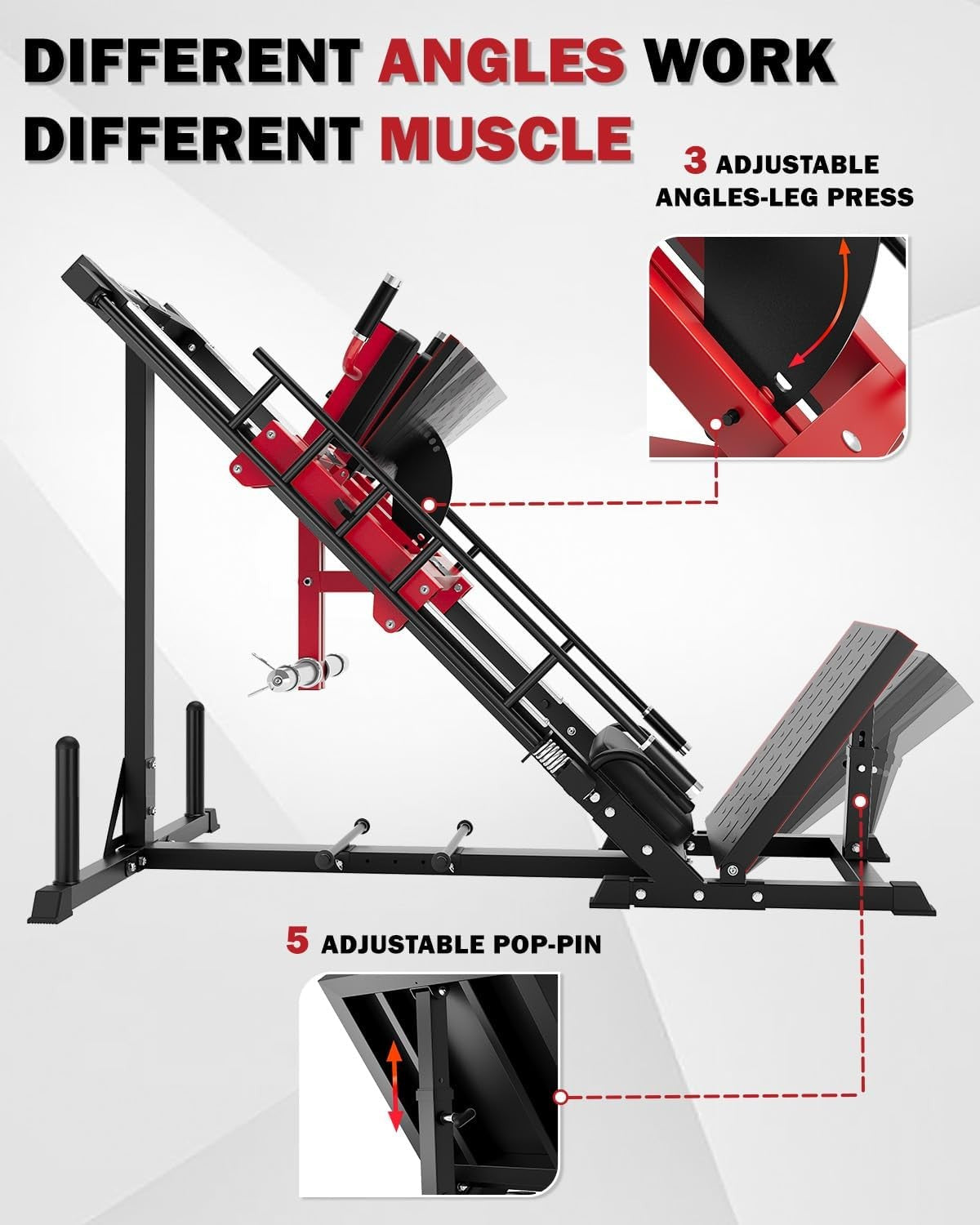 MITONOS Leg Press Hack Squat Machine Combo, 3 in 1 Adjustable Leg Press Machine for Home Gym, Smooth Leg Exercise Machine, Hack Squat Machine for Full Lower Body Workout with Weight Storage Posts L2