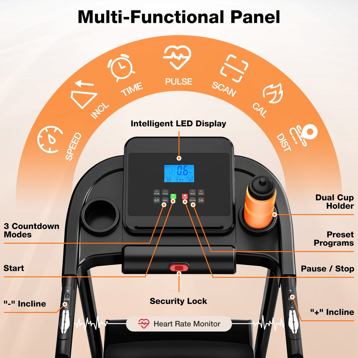 330-440lbs Capacity Treadmill for Home, Foldable Treadmill with 0-15% Auto Incline, Portable Treadmill Compact Foldable Walking Pad Treadmills with 7.5 MPH Speed