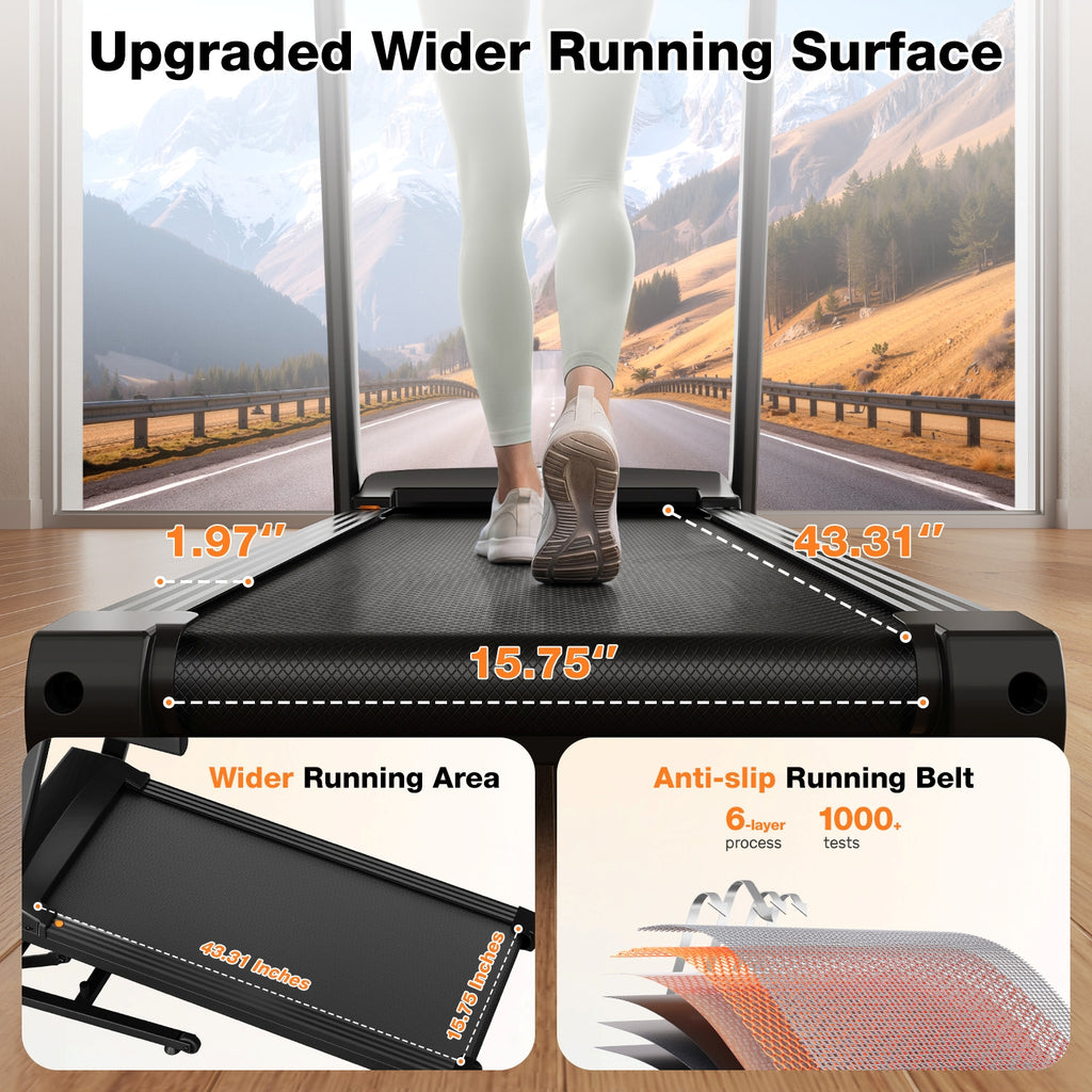 330-440lbs Capacity Treadmill for Home, Foldable Treadmill with 0-15% Auto Incline, Portable Treadmill Compact Foldable Walking Pad Treadmills with 7.5 MPH Speed
