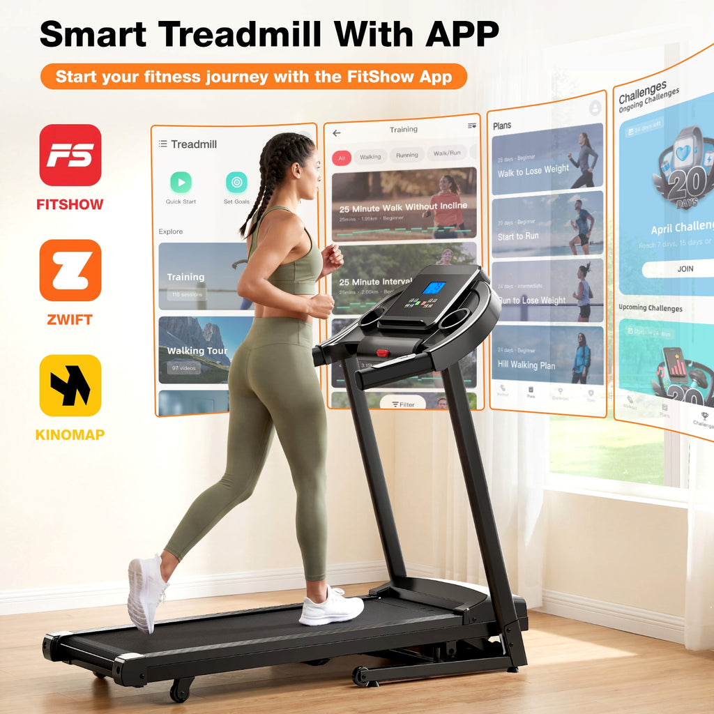330-440lbs Capacity Treadmill for Home, Foldable Treadmill with 0-15% Auto Incline, Portable Treadmill Compact Foldable Walking Pad Treadmills with 7.5 MPH Speed