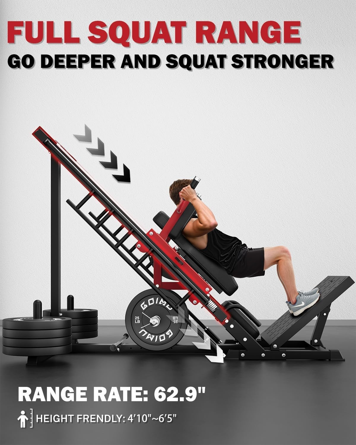 MITONOS Leg Press Hack Squat Machine Combo, 3 in 1 Adjustable Leg Press Machine for Home Gym, Smooth Leg Exercise Machine, Hack Squat Machine for Full Lower Body Workout with Weight Storage Posts L2