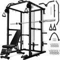 MITONOS Power Cage, 2000LB Squat Rack with Cable Crossover System, Multi-Function Weight Cage, Home Gym Workout Machine with More Training Attachments, BK