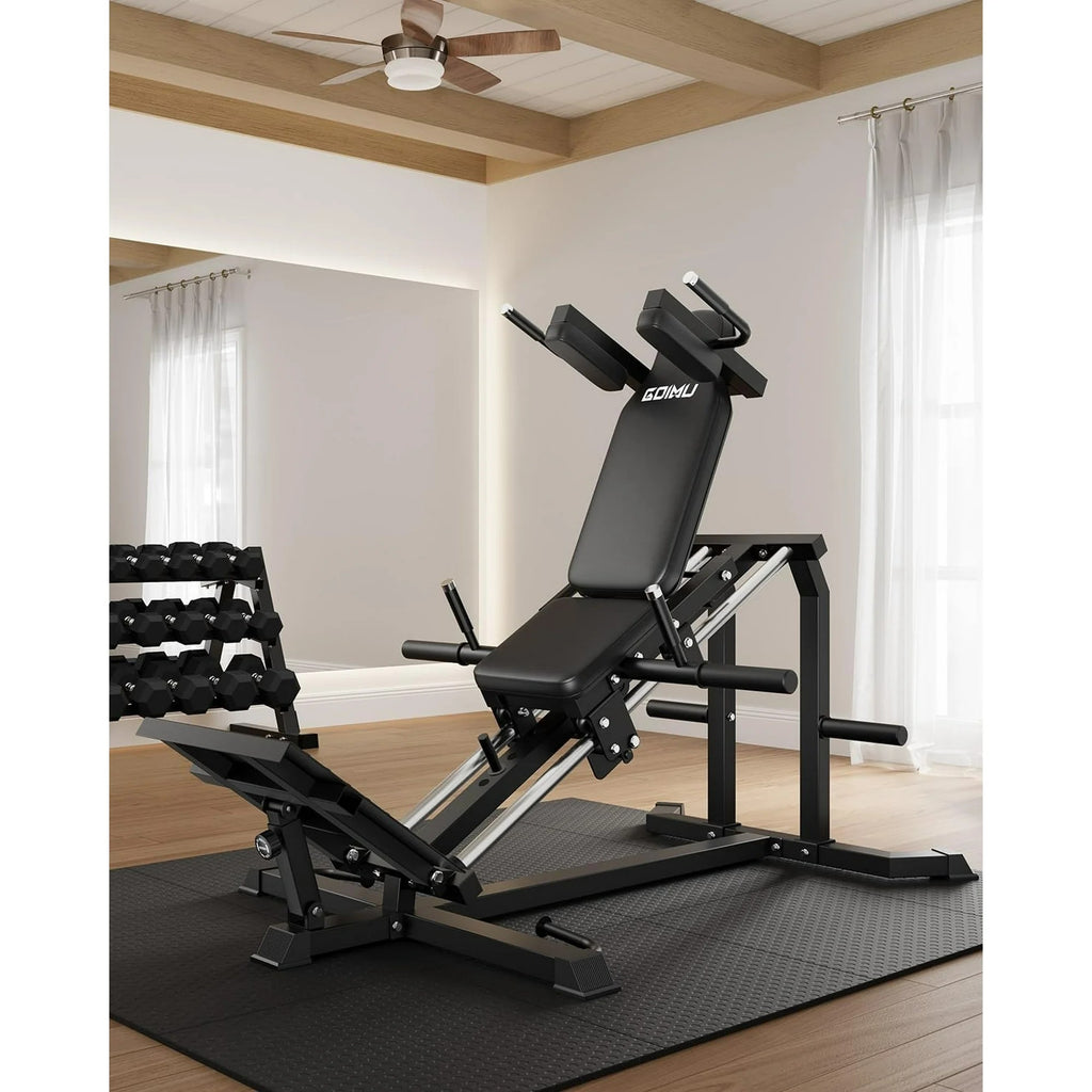MITONOS Compact Leg Sled Machine, 30-Degree Adjustable Angles Leg Press Machine for Home Gym, Compact Hack Squat Machine with Removable Shoulder Pad, Lower Body Workout Equipment