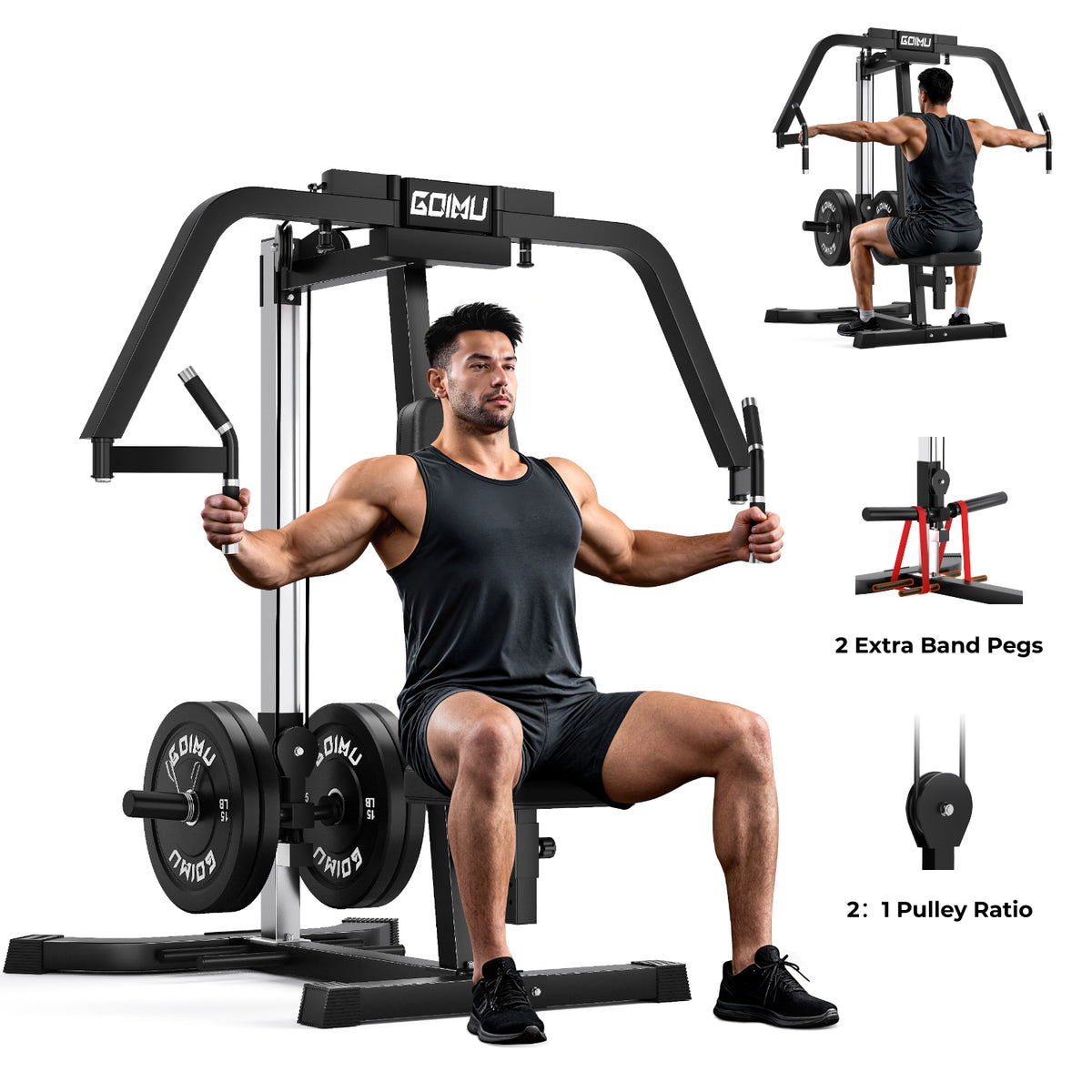 Chest Fly Machine, Reverse Delt Machine Adjustable Upper Body Specialty for Pectoral and Rear Deltoid, Chset Machine with Band Pegs for Home Gym
