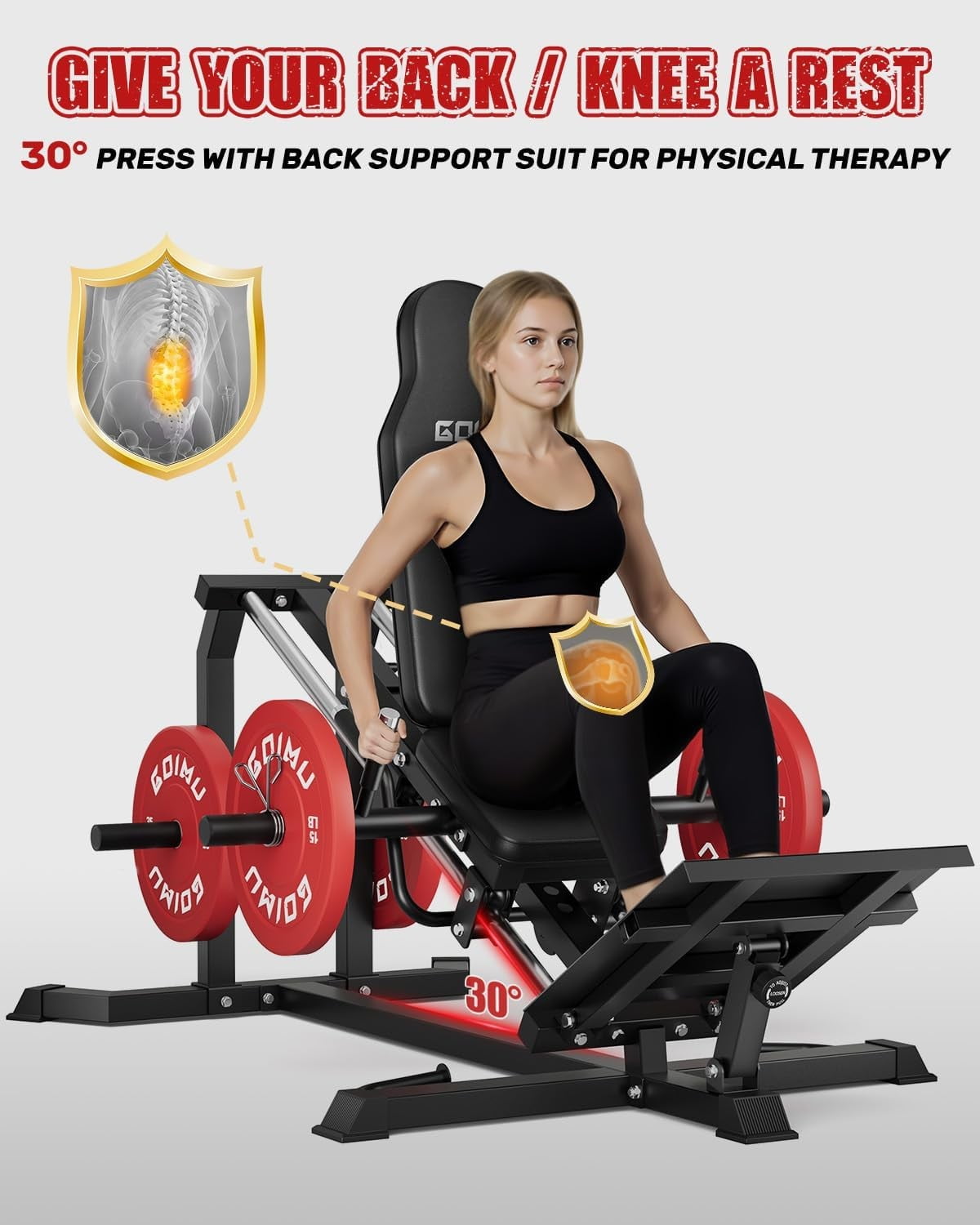 MITONOS Space-Saving Leg Press & Hack Squat Machine, 30-Degree Adjustable Angles Leg Press Machine for Home Gym, Compact Hack Squat Machine with Removable Shoulder Pad, Lower Body Workout Equipment