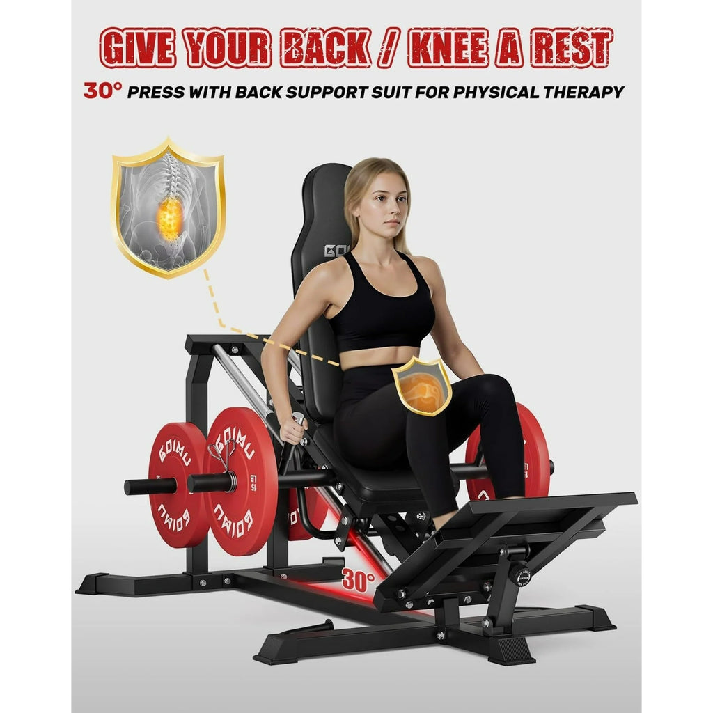 MITONOS Compact Leg Sled Machine, 30-Degree Adjustable Angles Leg Press Machine for Home Gym, Compact Hack Squat Machine with Removable Shoulder Pad, Lower Body Workout Equipment