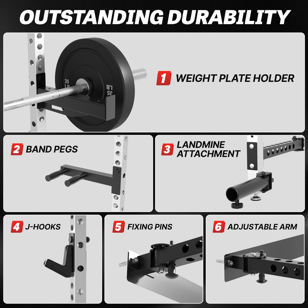 MITONOS Wall Mount Foldable Squat Power Rack, Compact 1100 lbs Weight Capacity Home Gym Training Station,Heavy-Duty Steel Space Efficient Workout Frame with Pull-up Bar and 360° Landmine,White Machine with Barbell and Bench