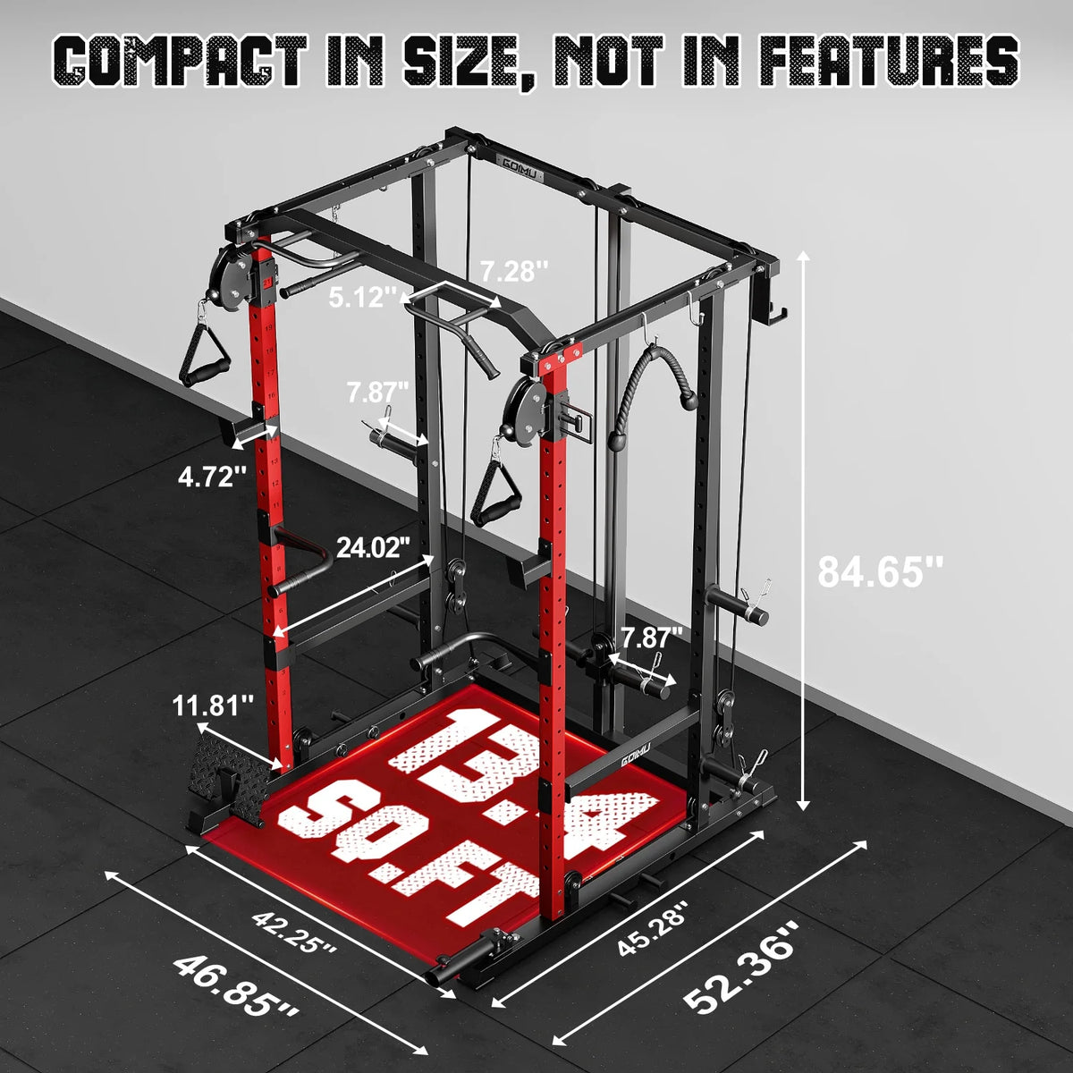 MITONOS Power Cage, 2000LB Squat Rack with Cable Crossover System, Multi-Function Weight Cage, Home Gym Workout Machine with More Training Attachments, RD
