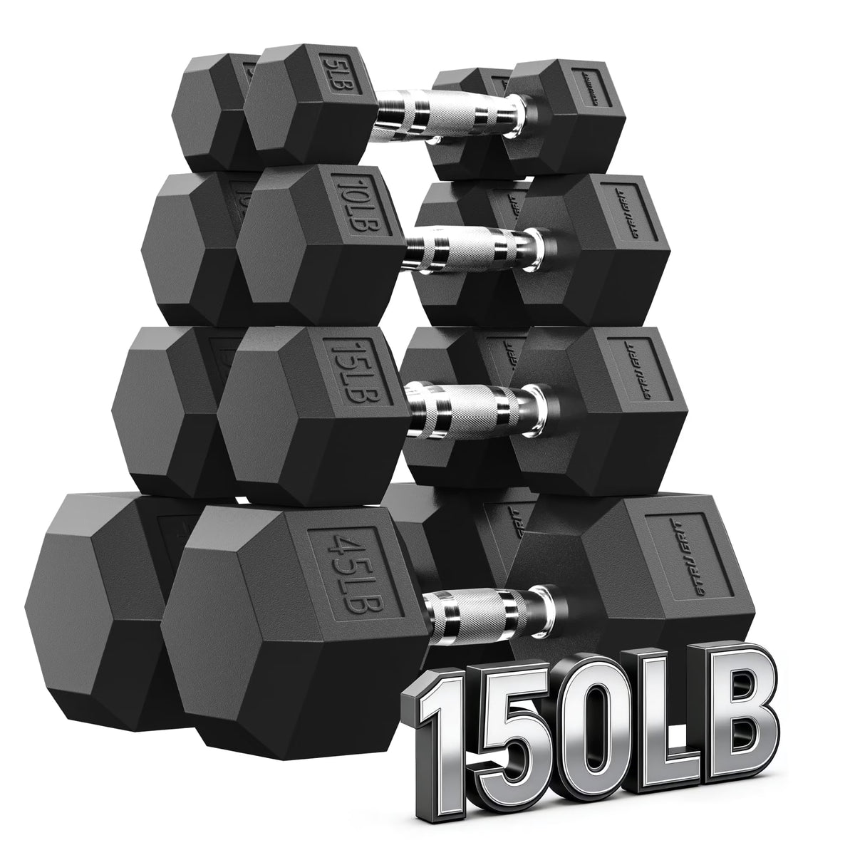 MITONOS 150Dumbbell Sets with Rack, Free Weight set for Home Gym, Chrome Handle for Strength Training