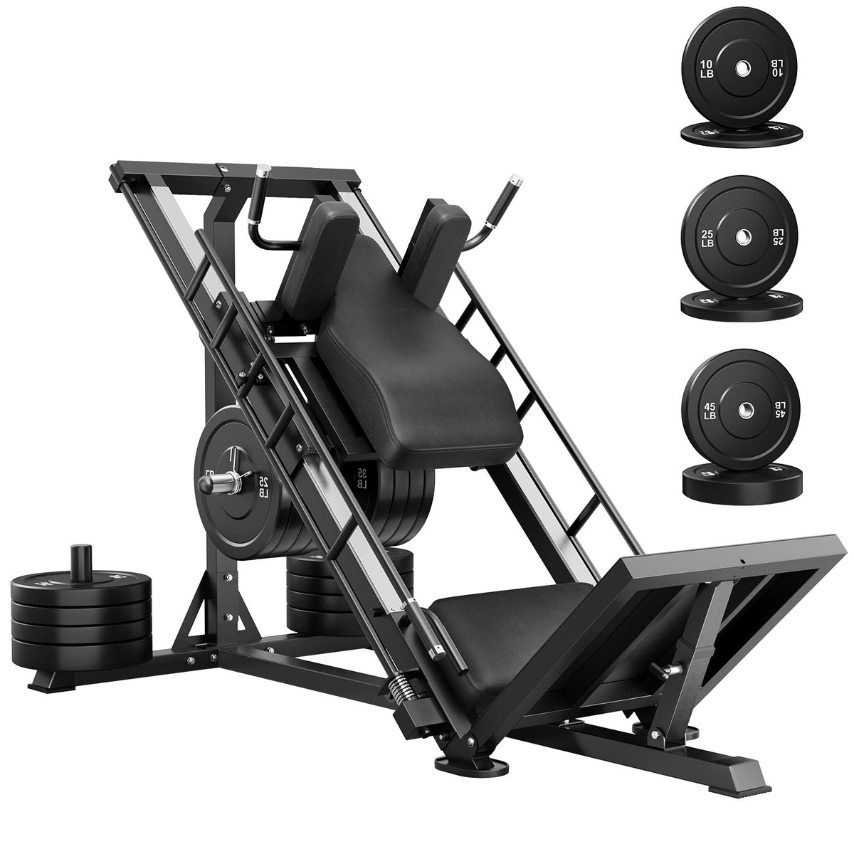 MITONOS Leg Press Hack Squat Machine Combo, 3 in 1 Adjustable Leg Press Machine for Home Gym, Smooth Leg Exercise Machine, Hack Squat Machine for Full Lower Body Workout with Weight Storage Posts L2