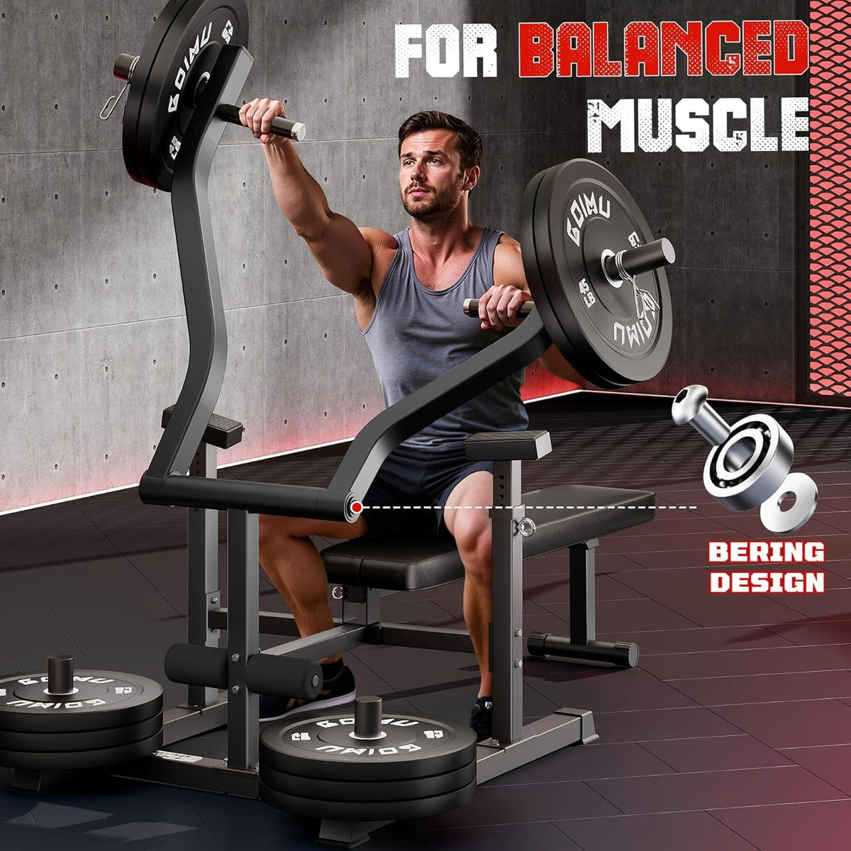 MITONOS Chest Press Machine, 1300lbs Bench Press Machine with Independent Converging Arms, Adjustable Flat Incline Bench for Chest, Arm and AB Workouts