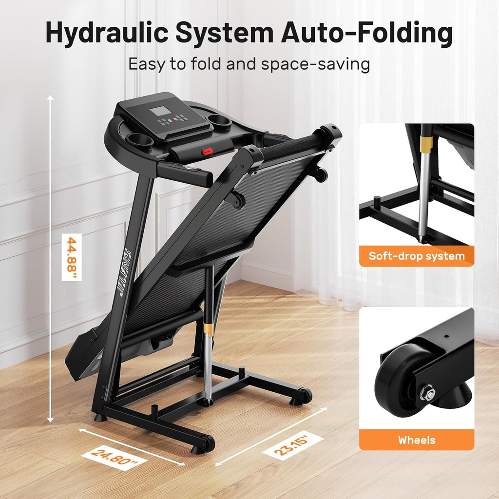 330-440lbs Capacity Treadmill for Home, Foldable Treadmill with 0-15% Auto Incline, Portable Treadmill Compact Foldable Walking Pad Treadmills with 7.5 MPH Speed
