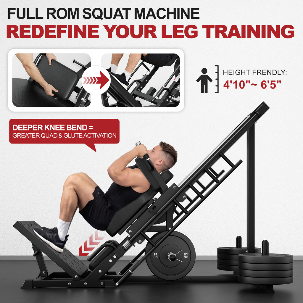 MITONOS Leg Press Hack Squat Machine Combo, 3 in 1 Adjustable Leg Press Machine for Home Gym, Smooth Leg Exercise Machine, Hack Squat Machine for Full Lower Body Workout with Weight Storage Posts L2