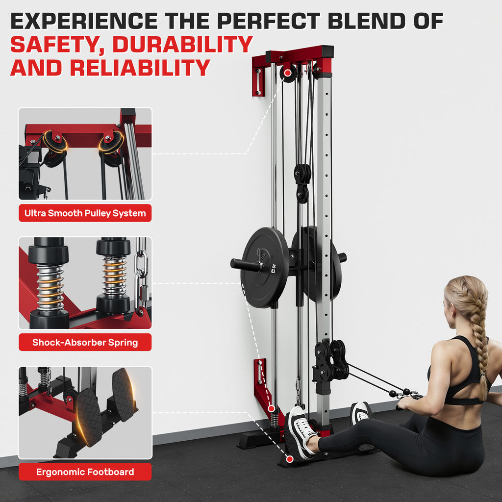 Mitonos Cable Crossover Machine, Lat Pull Down Machine with 18 Positions Dual Pulley System, Wall Mount LAT Pull Down Machine for Home Gym Fitness