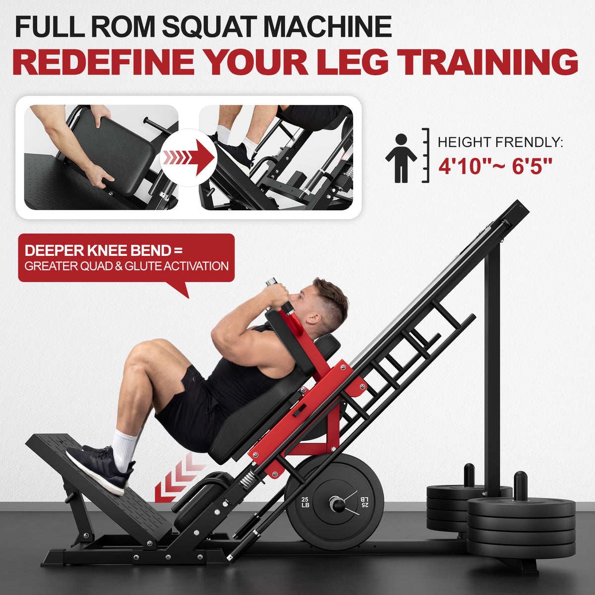 MITONOS Leg Press Hack Squat Machine Combo, 3 in 1 Adjustable Leg Press Machine for Home Gym, Smooth Leg Exercise Machine, Hack Squat Machine for Full Lower Body Workout with Weight Storage Posts L2