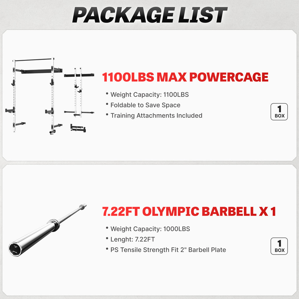 MITONOS Wall Mount Foldable Squat Power Rack, Compact 1100 lbs Weight Capacity Home Gym Training Station,Heavy-Duty Steel Space Efficient Workout Frame with Pull-up Bar and 360° Landmine，White Machine with barbell bar