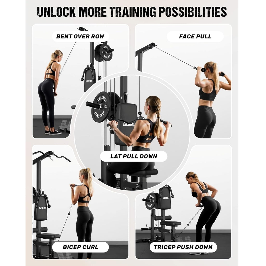 MITONOS 3 in 1 LAT Pulldown Machine,LAT Row Cable Machine with AB Crun