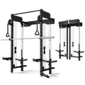 MITONOS Wall Mounted Folding Squat Rack 1200LBS, Power Rack with Dual Cable Crossover Pulley System, Pull Up Bar and Lat Pulldown Attachment, Functional Trainer for Home Gym Black
