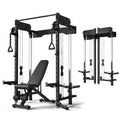 MITONOS Wall Mounted Folding Squat Rack,1200 lbs Power Rack with Dual Independent Pulley System, Functional Trainer for Space Saving Home Gym with 1000 lb Weight Bench