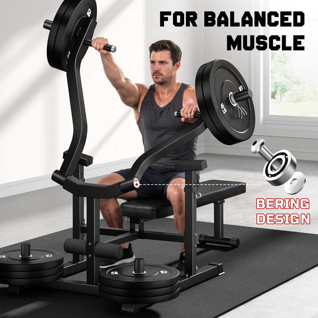 MITONOS Chest Press Machine, 1300lbs Bench Press Machine with Independent Converging Arms, Adjustable Flat Incline Bench for Chest, Arm and AB Workouts