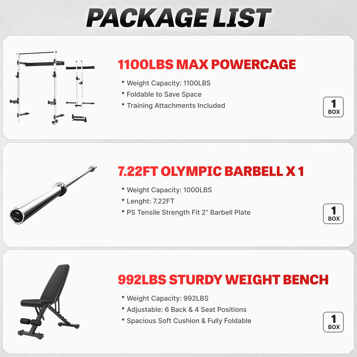 MITONOS Wall Mount Foldable Squat Power Rack, Compact 1100 lbs Weight Capacity Home Gym Training Station,Heavy-Duty Steel Space Efficient Workout Frame with Pull-up Bar and 360° Landmine,White Machine with Barbell and Bench