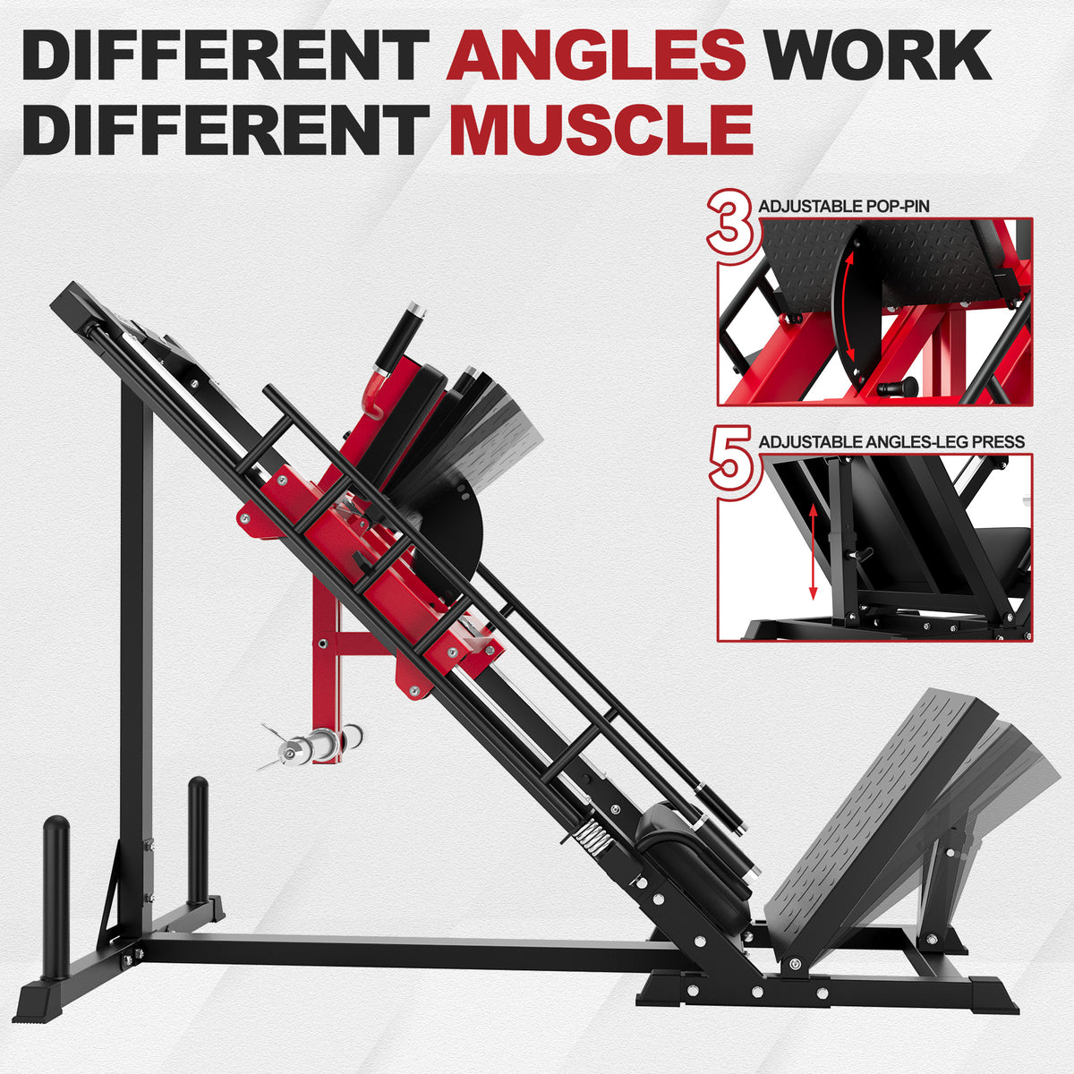 MITONOS Leg Press Hack Squat Machine Combo, 3 in 1 Adjustable Leg Press Machine for Home Gym, Smooth Leg Exercise Machine, Hack Squat Machine for Full Lower Body Workout with Weight Storage Posts L2