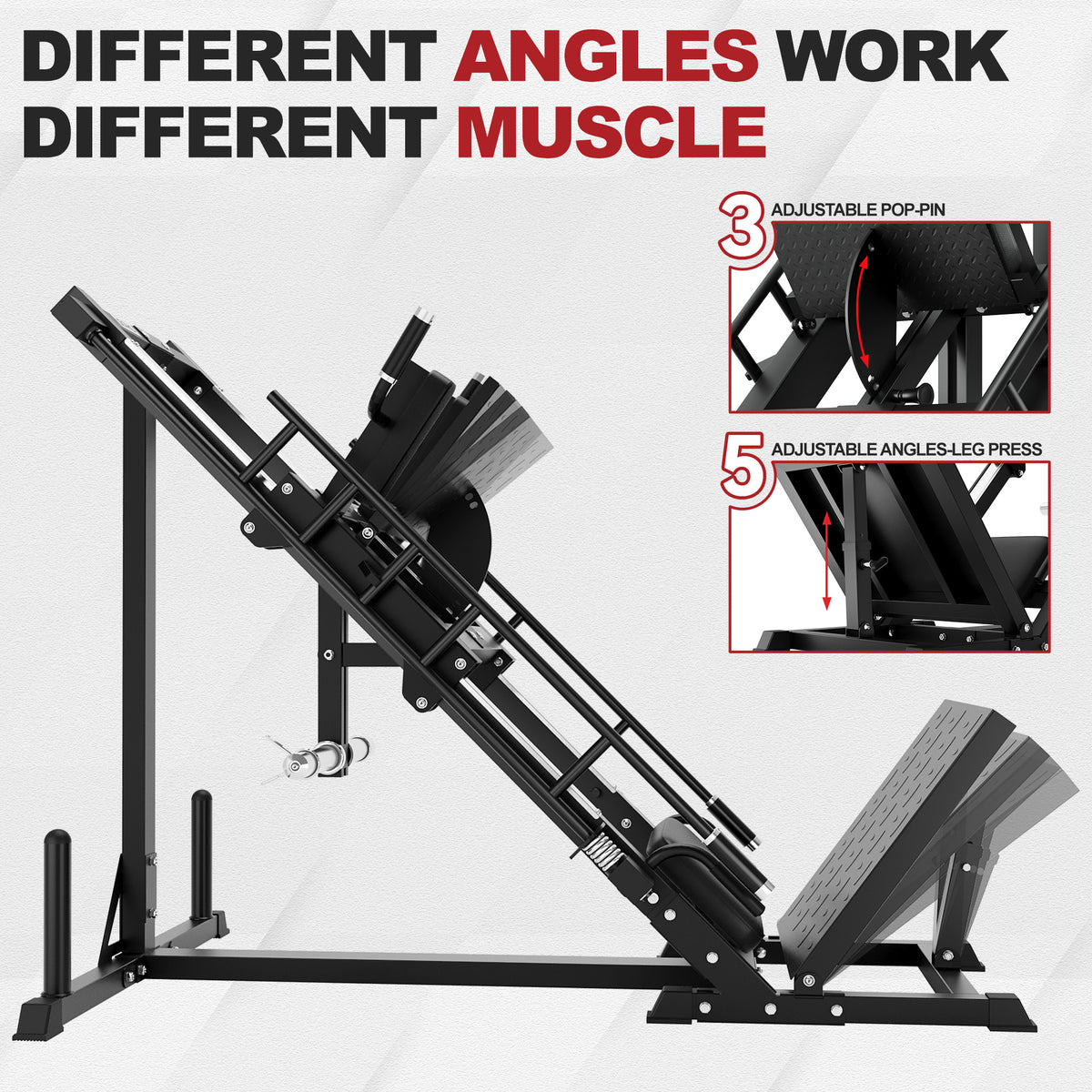 MITONOS Leg Press Hack Squat Machine Combo, 3 in 1 Adjustable Leg Press Machine for Home Gym, Smooth Leg Exercise Machine, Hack Squat Machine for Full Lower Body Workout with Weight Storage Posts L2