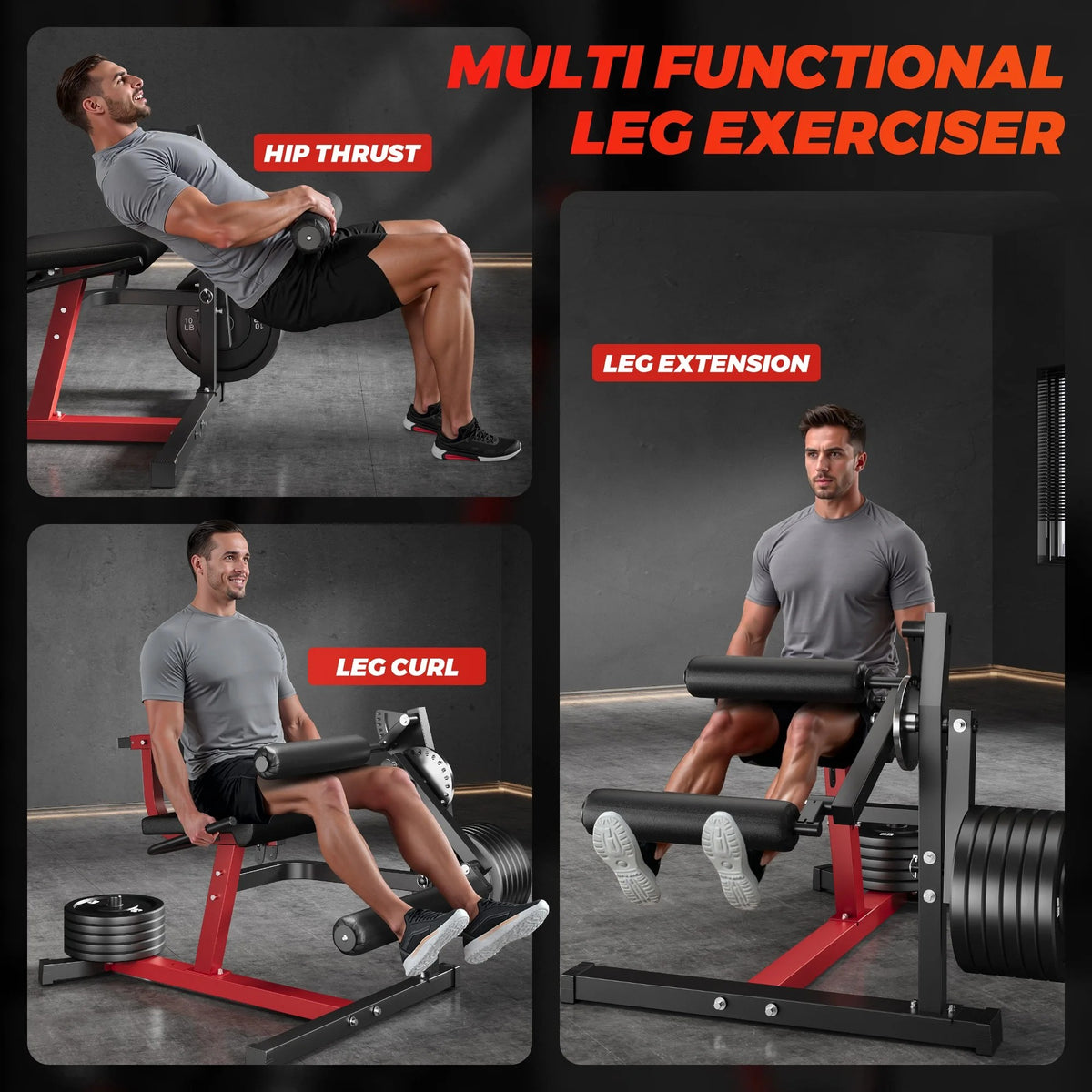 MITONOS Leg Extension and Curl Machine, 4 in 1 Lower Body Workout Machine， Adjustable Leg Curl Machine,Leg Extension Machine with Exercise Bench, Home Gym Weight Machine