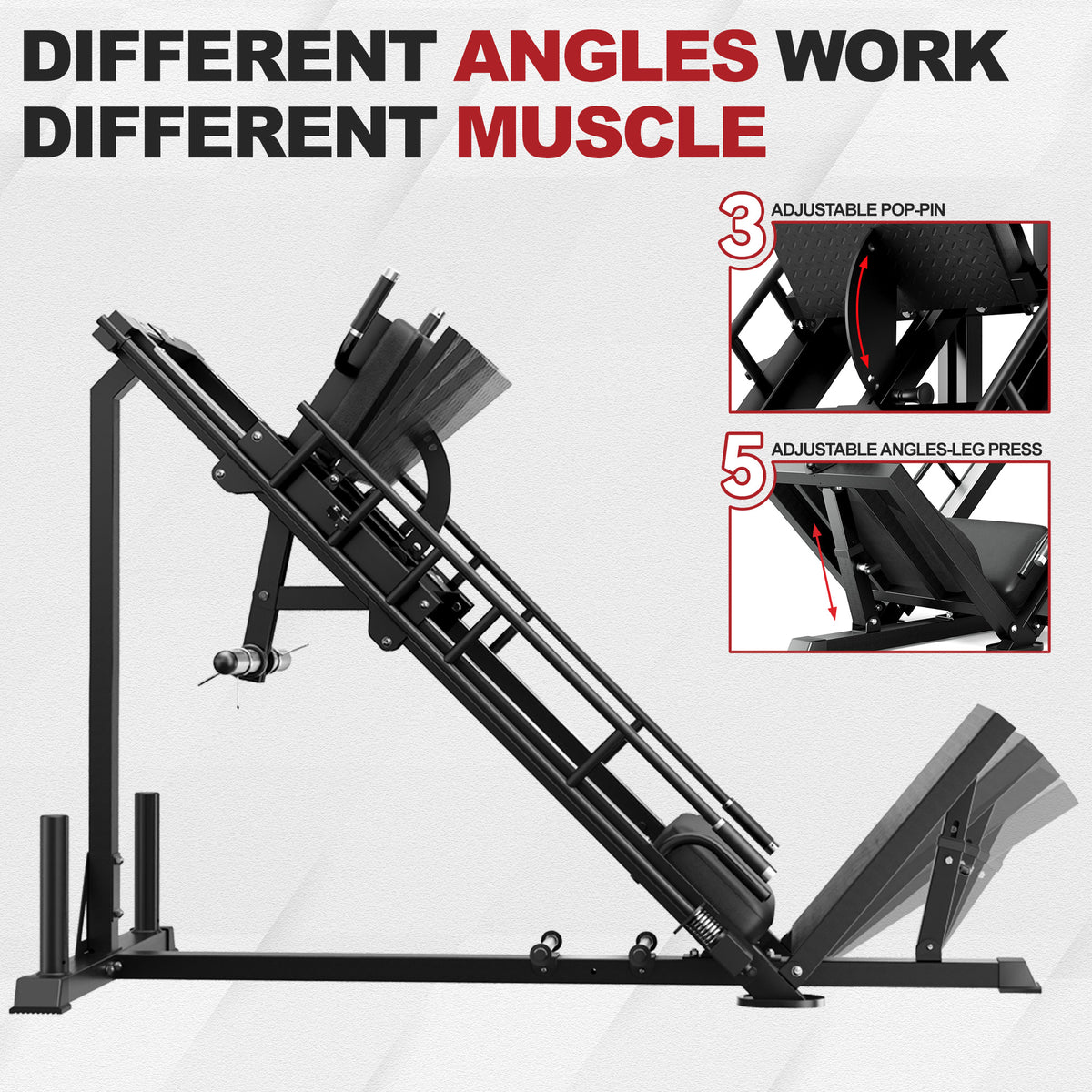 MITONOS Leg Press Hack Squat Machine Combo, 3 in 1 Adjustable Leg Press Machine for Home Gym, Smooth Leg Exercise Machine, Hack Squat Machine for Full Lower Body Workout with Weight Storage Posts L2