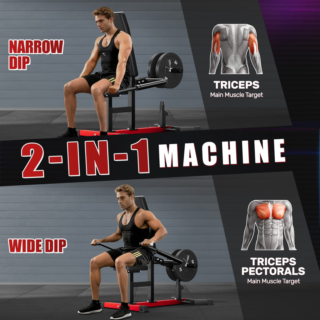 Seated Dip Machine, 400LBS Strength Training Upper Body Machine with Tricep Dip Press & Cable Bar for Home Gym