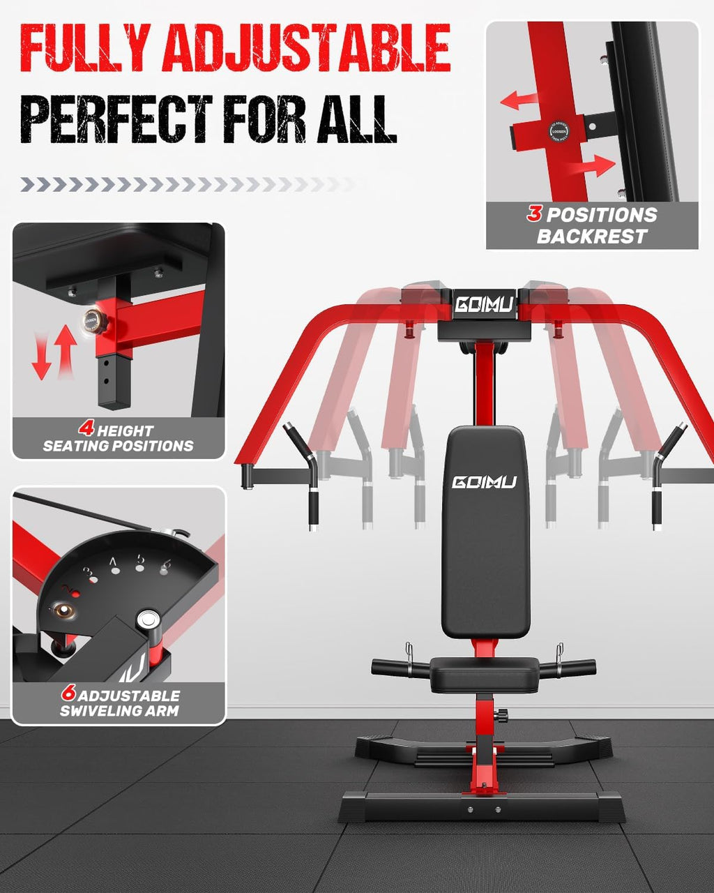 Chest Fly Machine, Reverse Delt Machine Adjustable Upper Body Specialty for Pectoral and Rear Deltoid, Chset Machine with Band Pegs for Home Gym