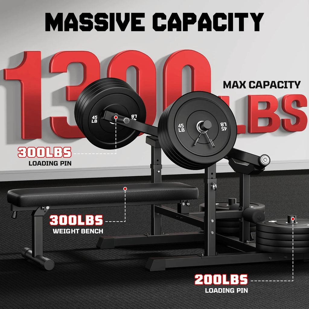 MITONOS Chest Press Machine, 1300lbs Bench Press Machine with Independent Converging Arms, Adjustable Flat Incline Bench for Chest, Arm and AB Workouts