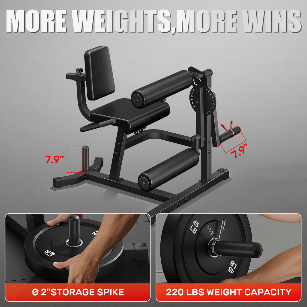 MITONOS Leg Extension and Curl Machine,4 in 1 Lower Body Workout Machine,Adjustable Leg Curl Machine with,Leg Extension Machine with Exercise Bench,Home Gym Weight Machine with 100lb Plates