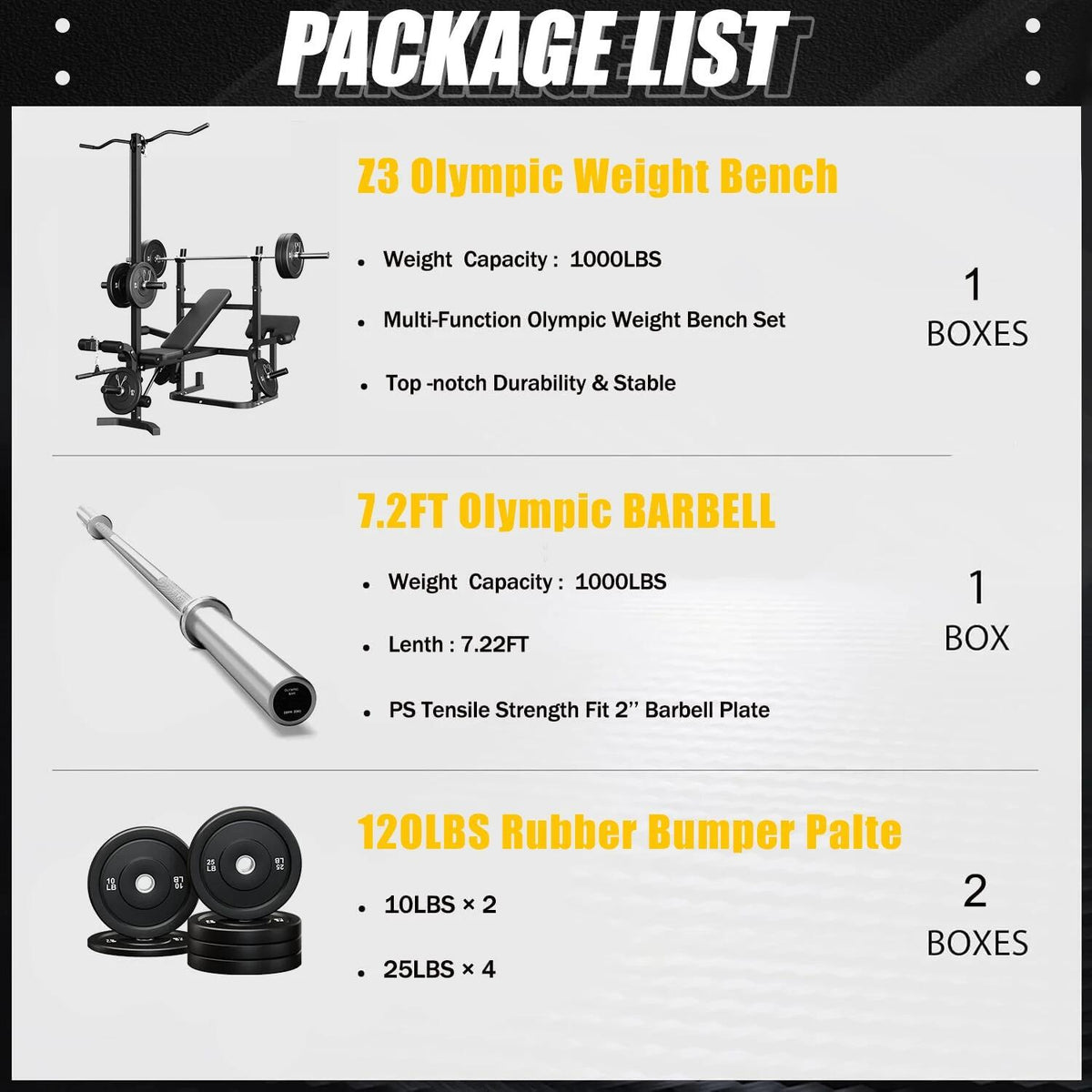 900LBS Olympic Weight Bench,9 in 1 Multifunction Strength Training Bench with Leg Extension,Preacher Curl Pad and LAT Pulldown for Home Gym with Olympic Bar and 120lb Weight Plates,Black