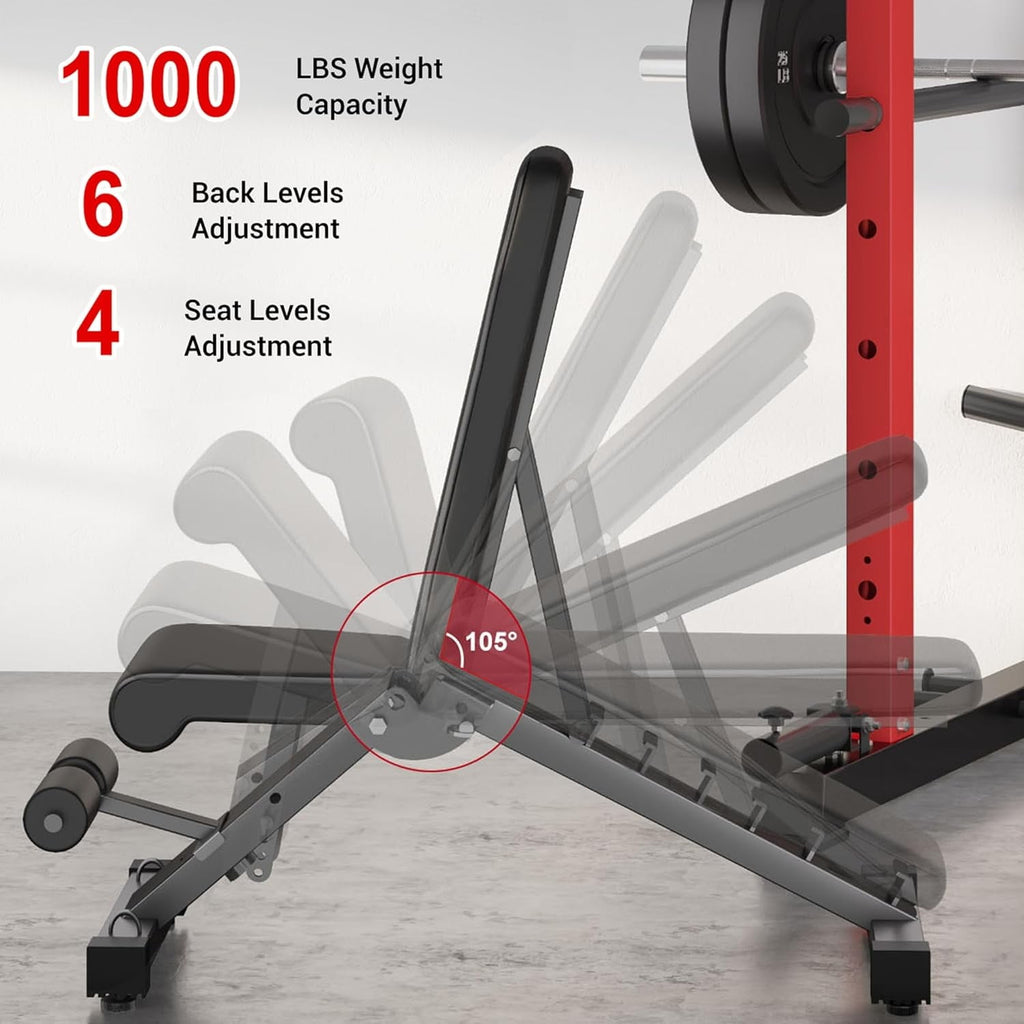 Power Cage, 2000LBS Squat Rack with LAT Pulldown, Multi-Function Weight Cage Strength Training Machine, Workout Cage with More Attachments for Home Gym Garage