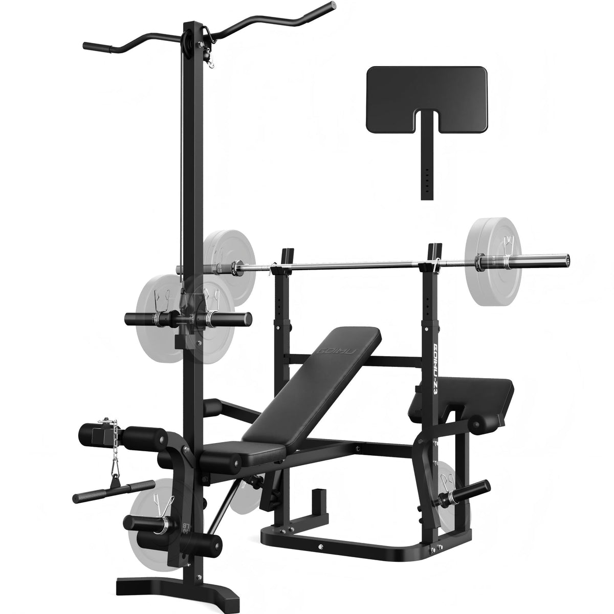 900LBS Olympic Weight Bench,9 in 1 Multifunction Strength Training Bench with Leg Extension, Preacher Curl Pad and LAT Pulldown for Home Gym,Black