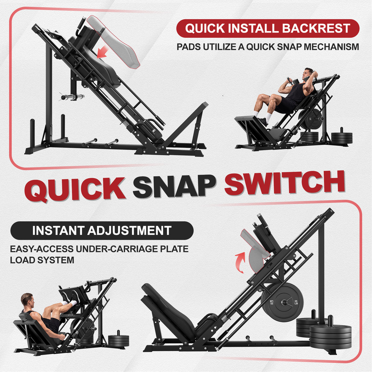 MITONOS Leg Press Hack Squat Machine Combo, 3 in 1 Adjustable Leg Press Machine for Home Gym, Smooth Leg Exercise Machine, Hack Squat Machine for Full Lower Body Workout with Weight Storage Posts L2