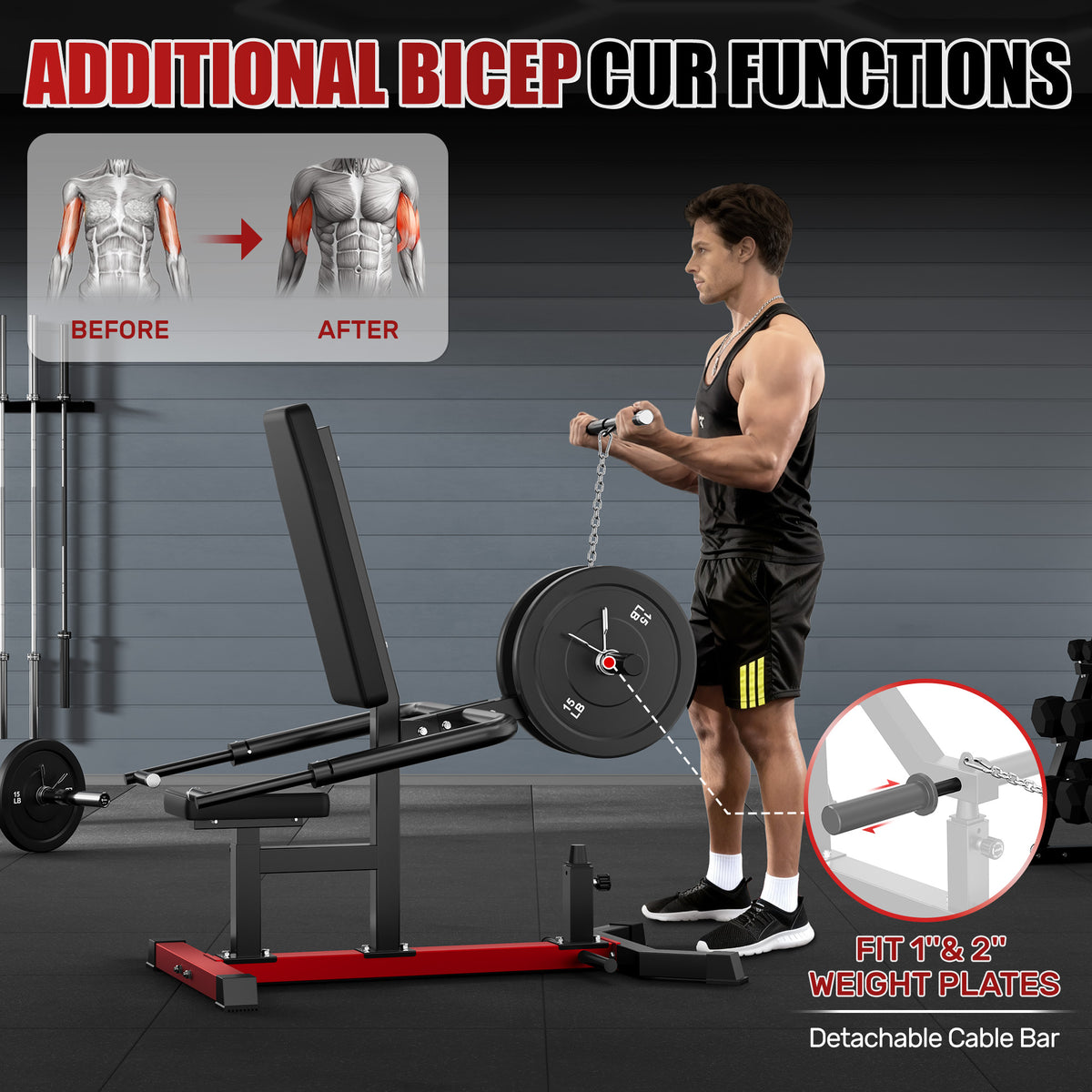 Seated Dip Machine, 400LBS Strength Training Upper Body Machine with Tricep Dip Press & Cable Bar for Home Gym