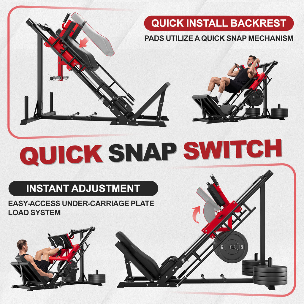 MITONOS Leg Press Hack Squat Machine Combo, 3 in 1 Adjustable Leg Press Machine for Home Gym, Smooth Leg Exercise Machine, Hack Squat Machine for Full Lower Body Workout with Weight Storage Posts L2