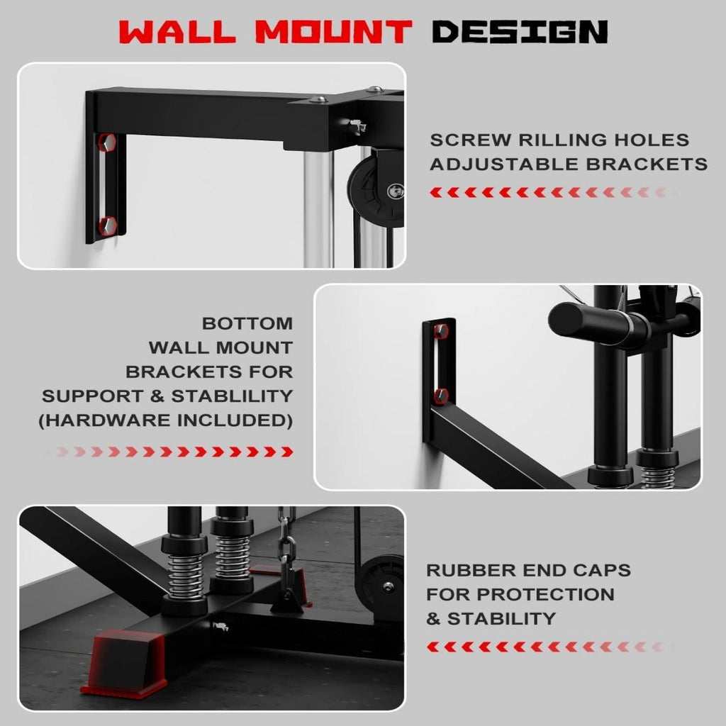 Cable Crossover Machine, Lat Pulldown Cable Training for Home Gym Station, Wall Mounted Pulley Tower functional trainer with Adjustable 18 Positions Dual Pulley System