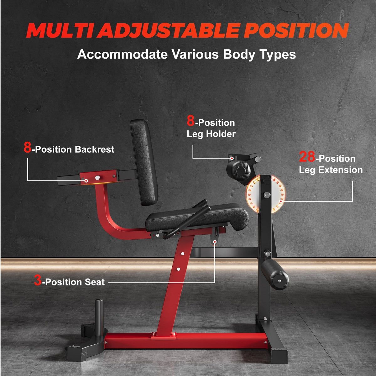 Workout Extension Machine MITONOS Leg Extension and Curl Machine, 4 in 1 Lower Body Workout Mach